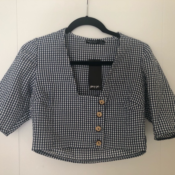 Gingham Crop Blouse - Picture 3 of 8